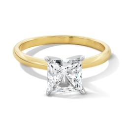 1 CT. Princess-Cut Certified Lab-Created Diamond Solitaire Engagement Ring in 14K Two-Tone Gold (F/VS2)