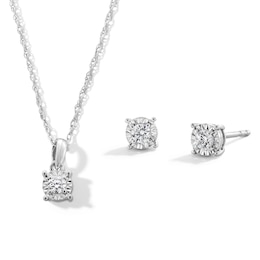 1/4 CT. T.W. Certified Lab-Created Diamond Miracle Solitaire Pendant and Stud Earrings Set in Sterling Silver (I/SI2)