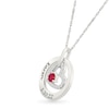 Thumbnail Image 2 of Birthstone and White Lab-Created Sapphire Engravable Heart in Circle Pendant in Sterling Silver (1 Stone and 2 Lines)