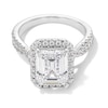 Thumbnail Image 1 of 4-3/4 CT. T.W. Emerald-Cut Certified Lab-Created Diamond Frame Twist Shank Engagement Ring in 14K White Gold (F/VS2)