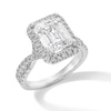 Thumbnail Image 2 of 4-3/4 CT. T.W. Emerald-Cut Certified Lab-Created Diamond Frame Twist Shank Engagement Ring in 14K White Gold (F/VS2)