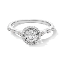 1/3 CT. T.W. Multi-Diamond Frame Vintage-Style Engagement Ring in 10K White Gold