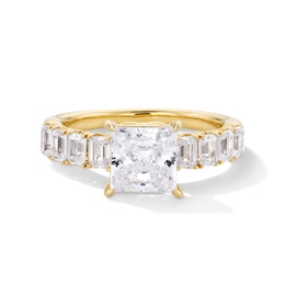 3 CT. T.W. Princess and Emerald-Cut Certified Lab-Created Diamond Engagement Ring in 14K Gold (F/VS2)