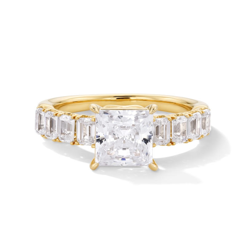 Main Image 1 of 3 CT. T.W. Princess and Emerald-Cut Certified Lab-Created Diamond Engagement Ring in 14K Gold (F/VS2)