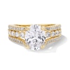 Thumbnail Image 1 of 3 CT. T.W. Oval Certified Lab-Created Diamond Triple Row Split Shank Engagement Ring in 14K Gold (F/VS2)