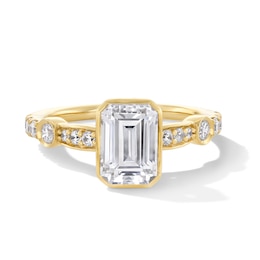 2-1/2 CT. T.W. Emerald-Cut Certified Lab-Created Diamond Bezel-Set Engagement Ring in 14K Gold (F/VS2)