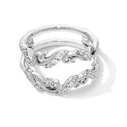 1/5 CT. T.W. Diamond Filigree Vintage-Style Solitaire Enhancer in 10K White Gold