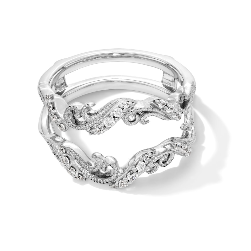 Main Image 1 of 1/5 CT. T.W. Diamond Filigree Vintage-Style Solitaire Enhancer in 10K White Gold