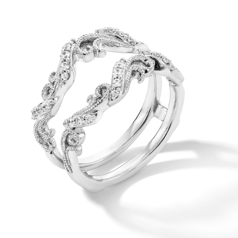 Main Image 3 of 1/5 CT. T.W. Diamond Filigree Vintage-Style Solitaire Enhancer in 10K White Gold