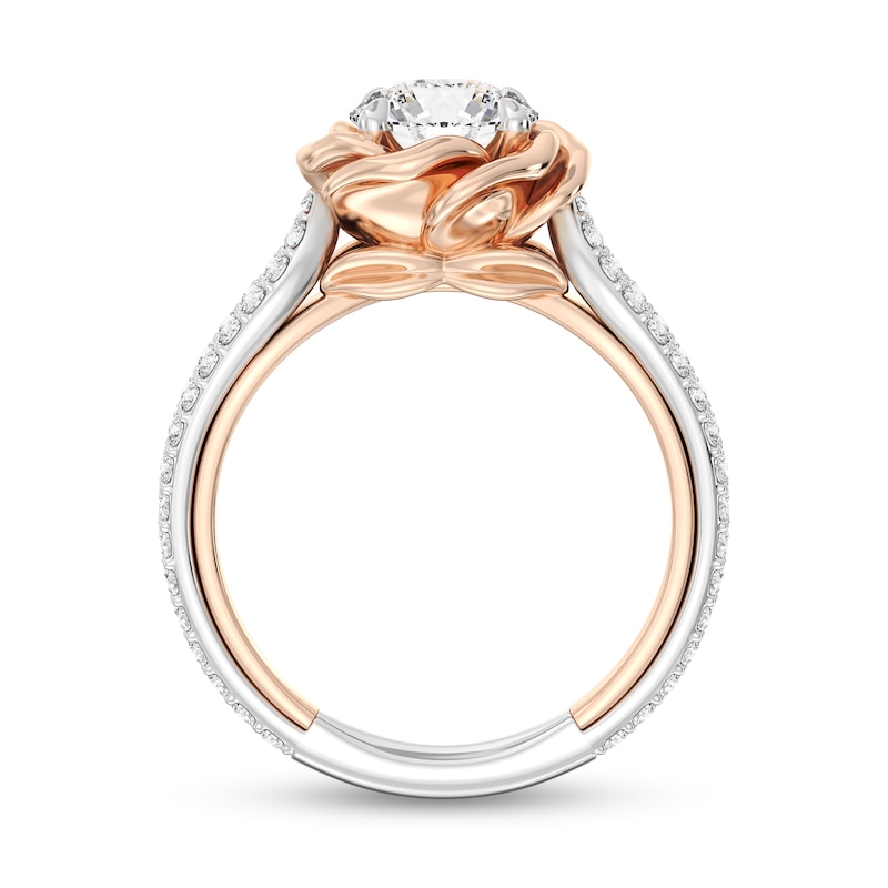 Main Image 3 of Enchanted Star Belle 2-1/4 CT. T.W. Certified Lab-Created Diamond Rose Engagement Ring in 14K Two-Tone Gold (F/VS2)