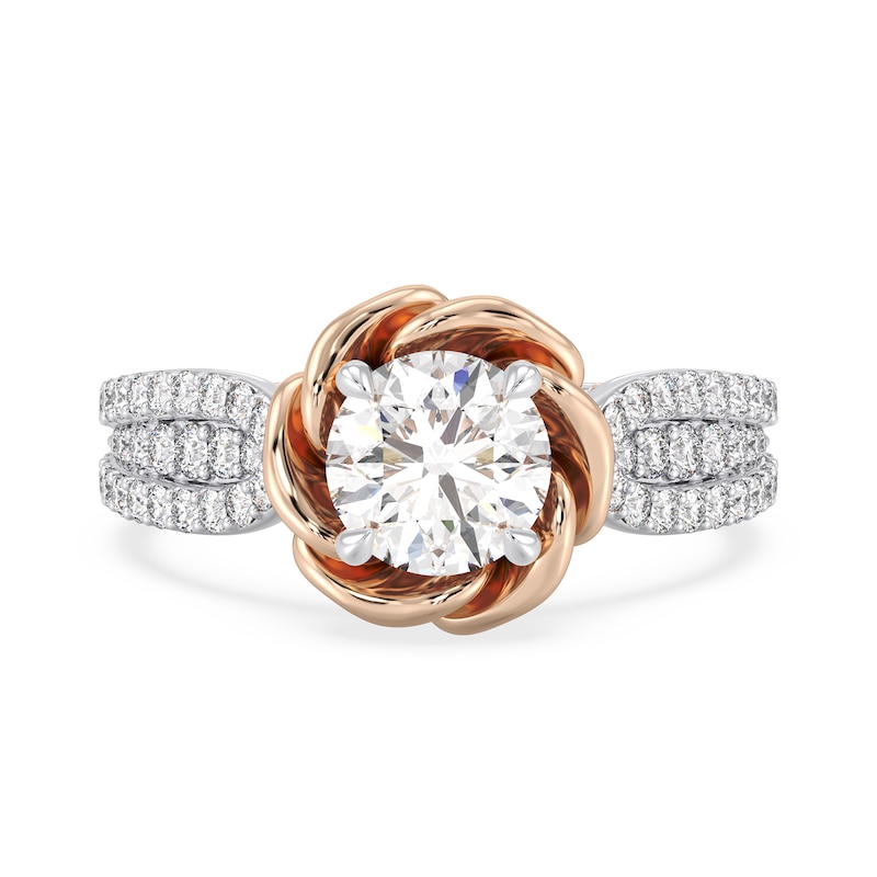 Main Image 4 of Enchanted Star Belle 2-1/4 CT. T.W. Certified Lab-Created Diamond Rose Engagement Ring in 14K Two-Tone Gold (F/VS2)