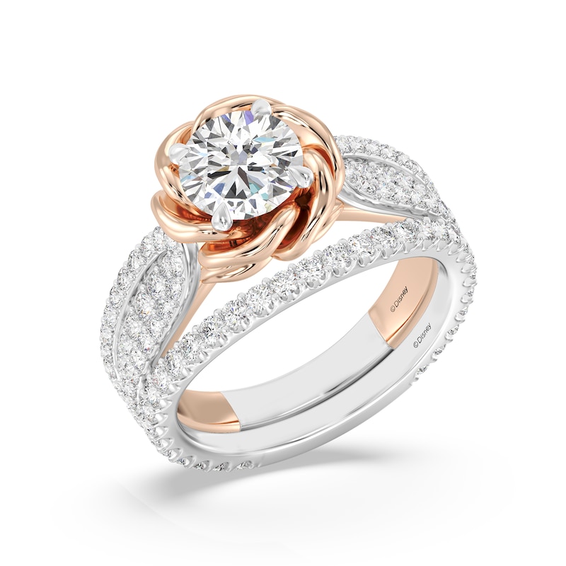 Main Image 6 of Enchanted Star Belle 2-1/4 CT. T.W. Certified Lab-Created Diamond Rose Engagement Ring in 14K Two-Tone Gold (F/VS2)