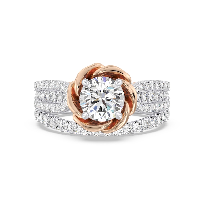 Main Image 7 of Enchanted Star Belle 2-1/4 CT. T.W. Certified Lab-Created Diamond Rose Engagement Ring in 14K Two-Tone Gold (F/VS2)