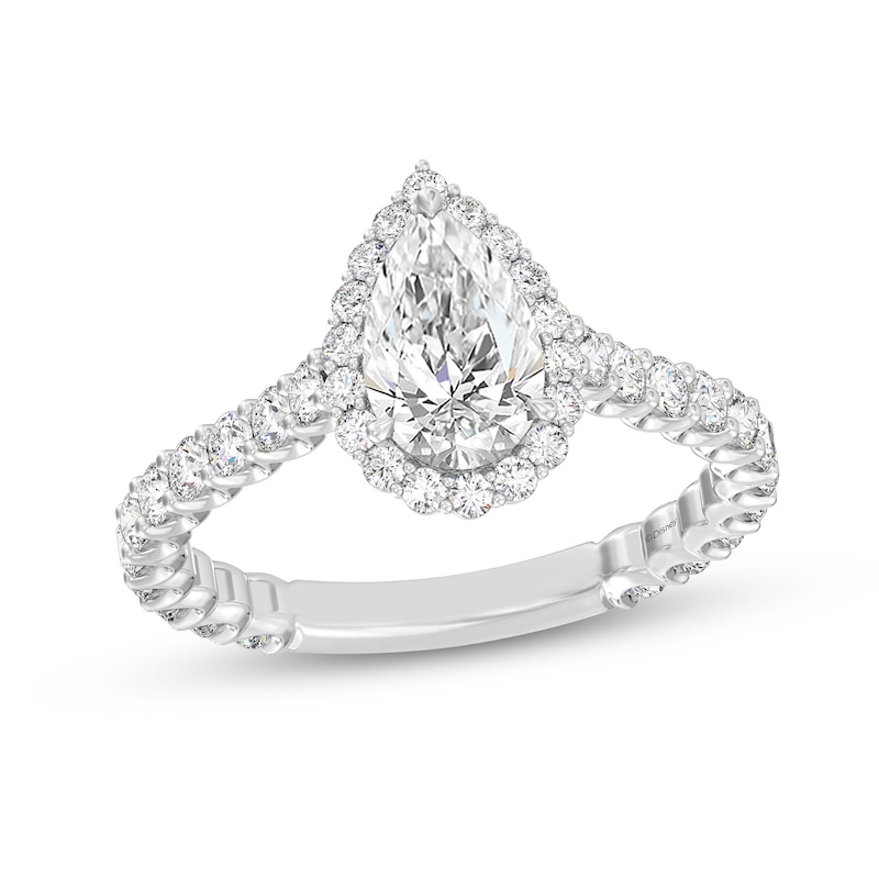 Main Image 1 of Enchanted Star Ariel 1-7/8 CT. T.W. Pear-Shaped Certified Lab-Created Diamond Frame Engagement Ring in 14K Two-Tone Gold