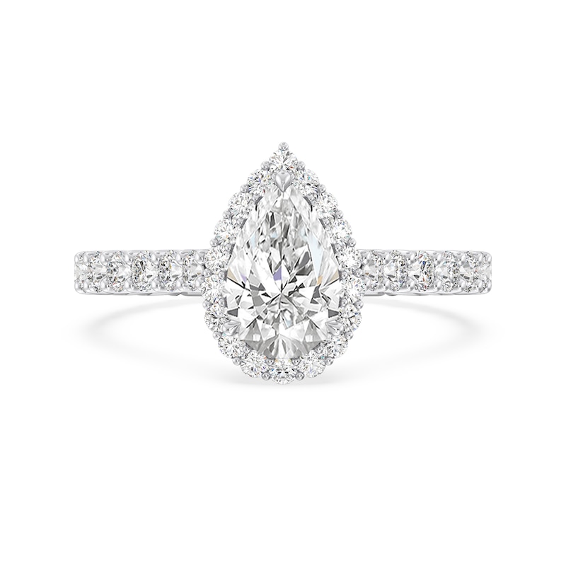 Main Image 4 of Enchanted Star Ariel 1-7/8 CT. T.W. Pear-Shaped Certified Lab-Created Diamond Frame Engagement Ring in 14K Two-Tone Gold