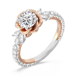 Enchanted Star Belle 1-3/4 CT. T.W. Certified Lab-Created Diamond Rose with Leaf Engagement Ring in 14K Two-Tone Gold