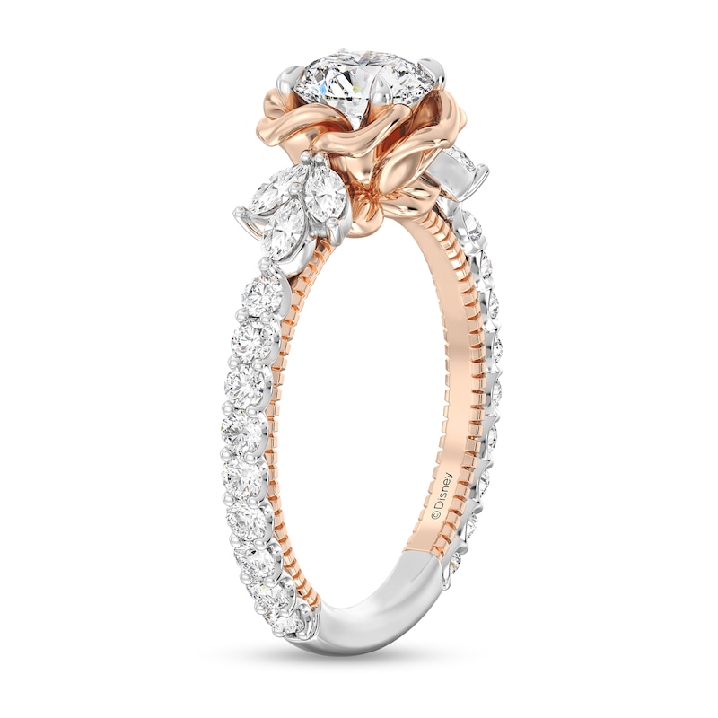 Main Image 2 of Enchanted Star Belle 1-3/4 CT. T.W. Certified Lab-Created Diamond Rose with Leaf Engagement Ring in 14K Two-Tone Gold