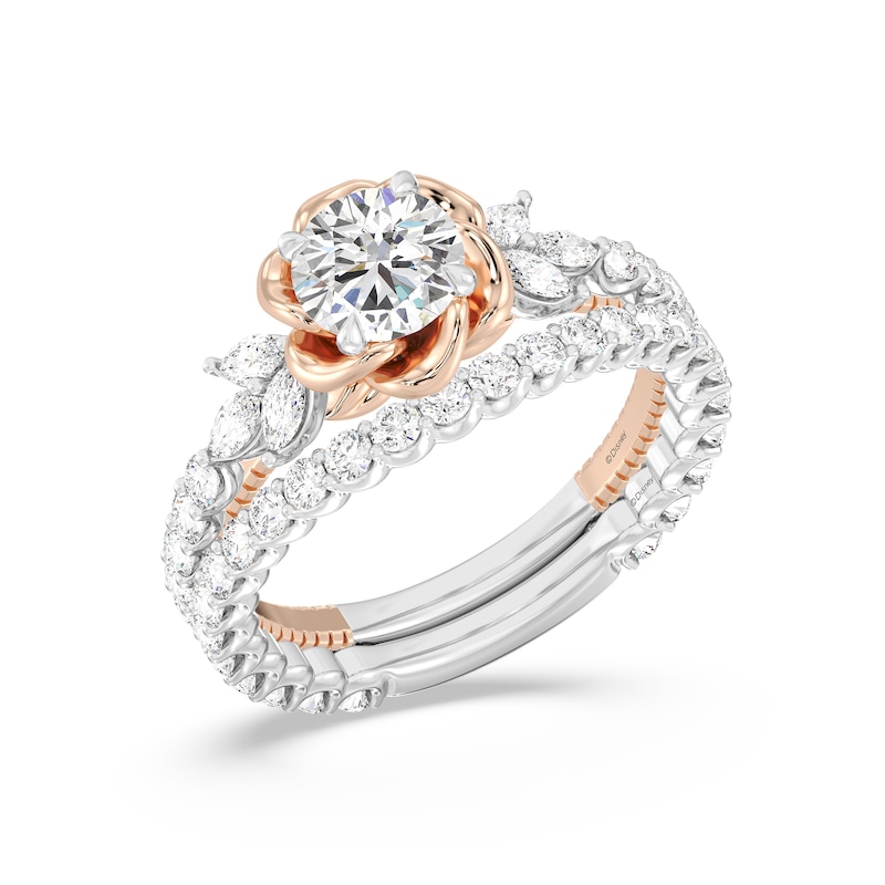 Main Image 6 of Enchanted Star Belle 1-3/4 CT. T.W. Certified Lab-Created Diamond Rose with Leaf Engagement Ring in 14K Two-Tone Gold