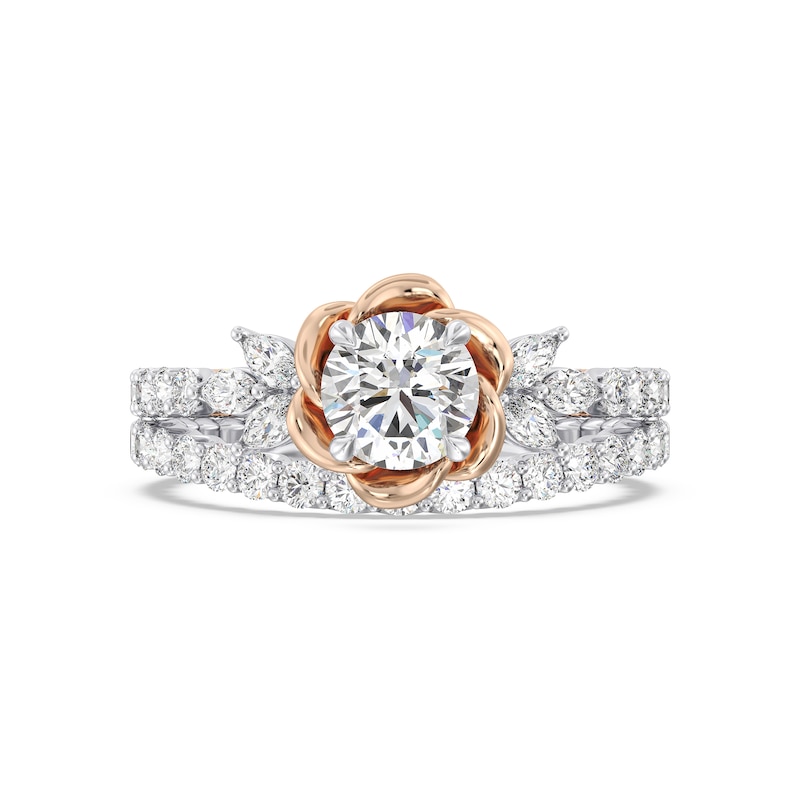 Main Image 7 of Enchanted Star Belle 1-3/4 CT. T.W. Certified Lab-Created Diamond Rose with Leaf Engagement Ring in 14K Two-Tone Gold