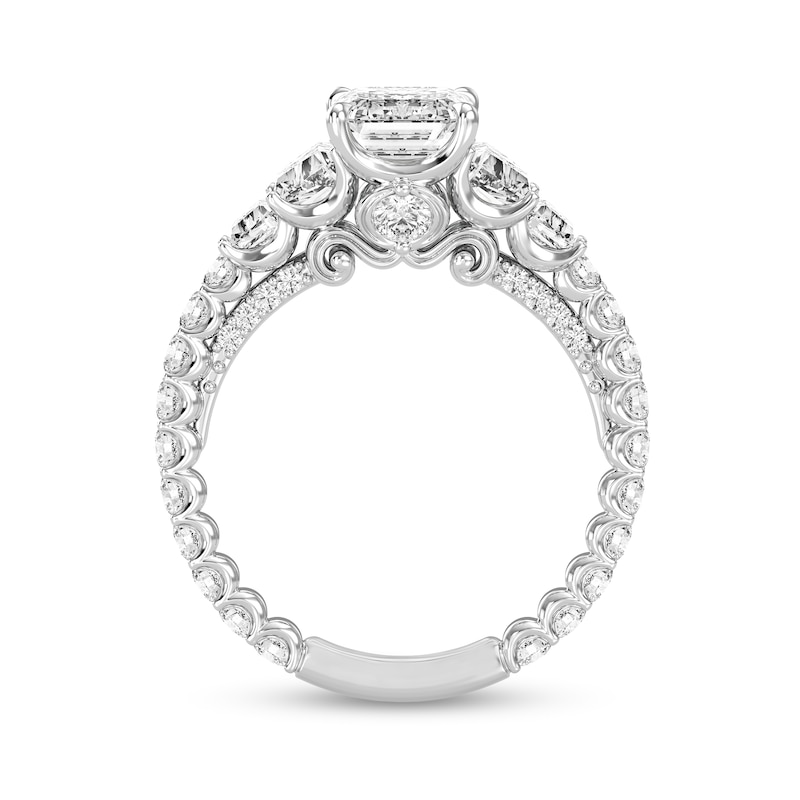 Main Image 3 of Enchanted Star Cinderella 4 CT. T.W. Emerald Certified Lab-Created Diamond Collar Engagement Ring in 14K White Gold