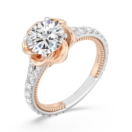 Enchanted Star Belle 2-3/4 CT. T.W. Certified Lab-Created Diamond Rose Split Shank Engagement Ring in 14K Two-Tone Gold