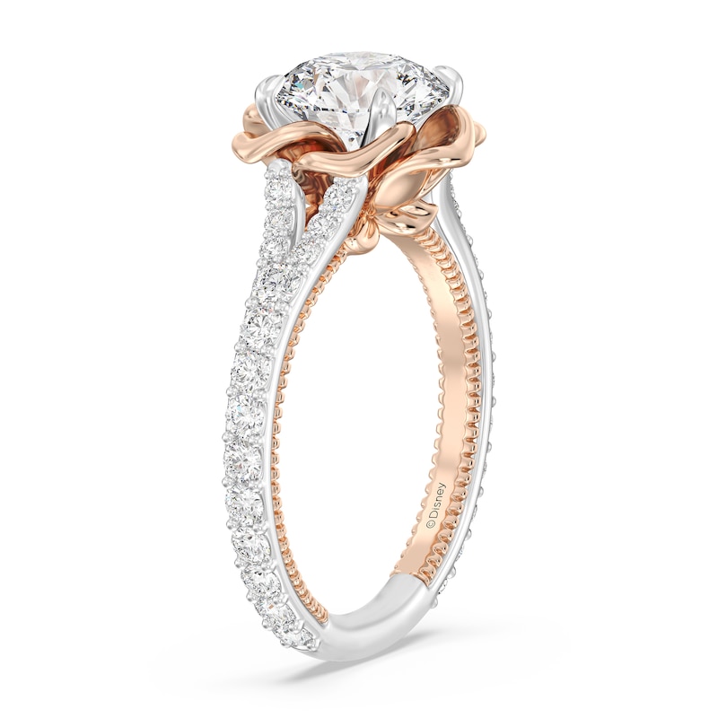 Main Image 2 of Enchanted Star Belle 2-3/4 CT. T.W. Certified Lab-Created Diamond Rose Split Shank Engagement Ring in 14K Two-Tone Gold