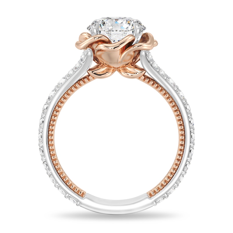 Main Image 3 of Enchanted Star Belle 2-3/4 CT. T.W. Certified Lab-Created Diamond Rose Split Shank Engagement Ring in 14K Two-Tone Gold