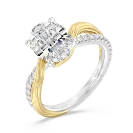 Enchanted Star Rapunzel 3-1/3CT. T.W. Oval Certified Lab-Created Diamond Crossover Engagement Ring in 14K Two-Tone Gold