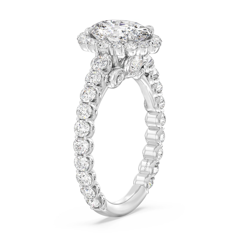 Main Image 2 of Enchanted Star Cinderella 2-7/8 CT. T.W. Oval Certified Lab-Created Diamond Frame Engagement Ring in 14K White Gold