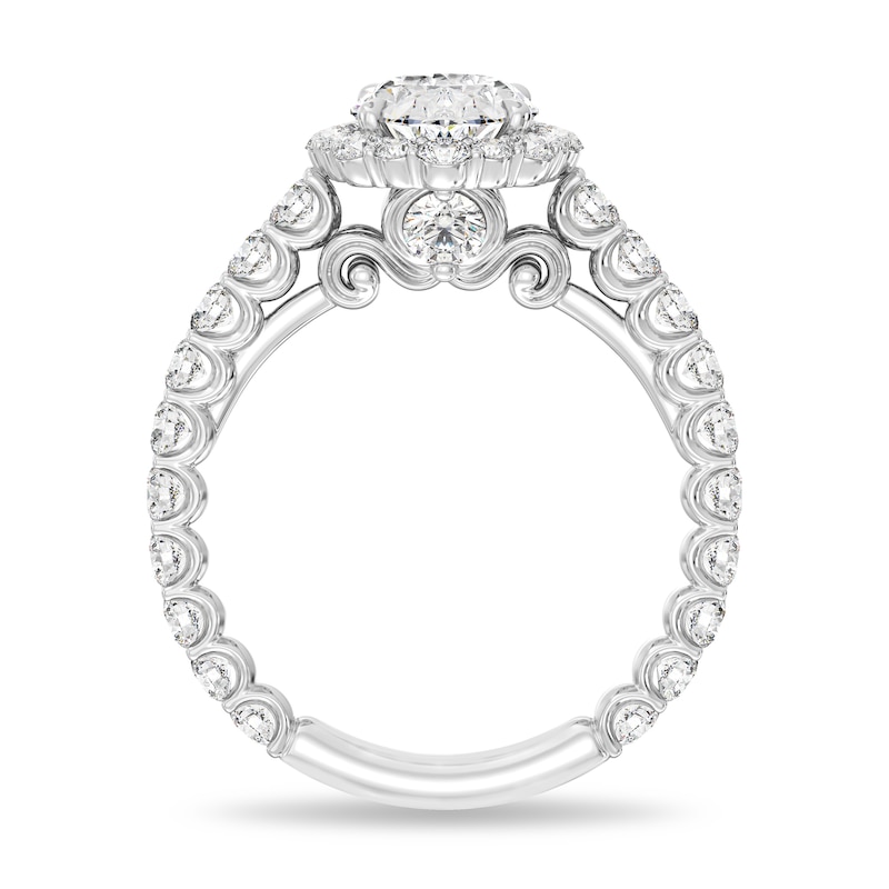 Main Image 3 of Enchanted Star Cinderella 2-7/8 CT. T.W. Oval Certified Lab-Created Diamond Frame Engagement Ring in 14K White Gold