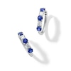 Thumbnail Image 1 of Blue Lab-Created Sapphire and 1/2 CT. T.W. Certified Lab-Created Diamond Hoop Earrings in 14K White Gold (F/SI2)