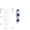 Thumbnail Image 2 of Blue Lab-Created Sapphire and 1/2 CT. T.W. Certified Lab-Created Diamond Hoop Earrings in 14K White Gold (F/SI2)