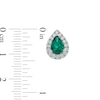 Thumbnail Image 3 of Pear-Shaped Lab-Created Emerald and 3/8 CT. T.W. Certified Lab-Created Diamond Frame Stud Earrings in 14K White Gold