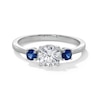 Thumbnail Image 1 of Blue Lab-Created Sapphire and 3/4 CT. Certified Lab-Created Diamond Three Stone Ring in 14K White Gold (F/VS2)