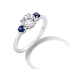 Thumbnail Image 3 of Blue Lab-Created Sapphire and 3/4 CT. Certified Lab-Created Diamond Three Stone Ring in 14K White Gold (F/VS2)