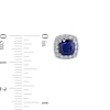 Thumbnail Image 2 of Cushion Blue Lab-Created Sapphire and 1/2 CT. T.W. Certified Lab-Created Diamond Frame Stud Earrings in 14K White Gold