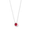 Thumbnail Image 1 of Oval Lab-Created Ruby and 1/2 CT. T.W. Certified Lab-Created Diamond Sunburst Frame Pendant in 14K White Gold (F/SI2)