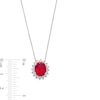 Thumbnail Image 4 of Oval Lab-Created Ruby and 1/2 CT. T.W. Certified Lab-Created Diamond Sunburst Frame Pendant in 14K White Gold (F/SI2)