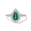 Thumbnail Image 1 of Pear-Shaped Lab-Created Emerald and 1/2 CT. T.W. Certified Lab-Created Diamond Frame Ring in 14K White Gold (F/SI2)