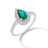 Thumbnail Image 3 of Pear-Shaped Lab-Created Emerald and 1/2 CT. T.W. Certified Lab-Created Diamond Frame Ring in 14K White Gold (F/SI2)