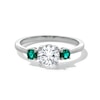 Thumbnail Image 1 of Lab-Created Emerald and 3/4 CT. Certified Lab-Created Diamond Three Stone Ring in 14K White Gold (F/VS2)