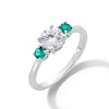 Thumbnail Image 3 of Lab-Created Emerald and 3/4 CT. Certified Lab-Created Diamond Three Stone Ring in 14K White Gold (F/VS2)