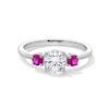 Thumbnail Image 1 of Lab-Created Ruby and 3/4 CT. Certified Lab-Created Diamond Three Stone Ring in 14K White Gold (F/VS2)