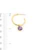 Thumbnail Image 2 of 6.0mm Amethyst Bezel-Set Dangle Hoop Earrings in Sterling Silver with 18K Gold Plate