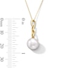 Thumbnail Image 2 of 9.0mm Pink Freshwater Cultured Pearl and Diamond Accent Chain Link Drop Pendant in 10K Gold