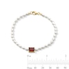 Thumbnail Image 2 of Emerald-Cut Lab-Created Ruby and Freshwater Cultured Pearl Bracelet in Sterling Silver with 18K Gold Plate - 7.25&quot;