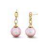 Thumbnail Image 1 of 8.0mm Pink Freshwater Cultured Pearl and Diamond Accent Chain Link Drop Earrings in 10K Gold