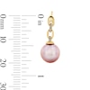 Thumbnail Image 2 of 8.0mm Pink Freshwater Cultured Pearl and Diamond Accent Chain Link Drop Earrings in 10K Gold