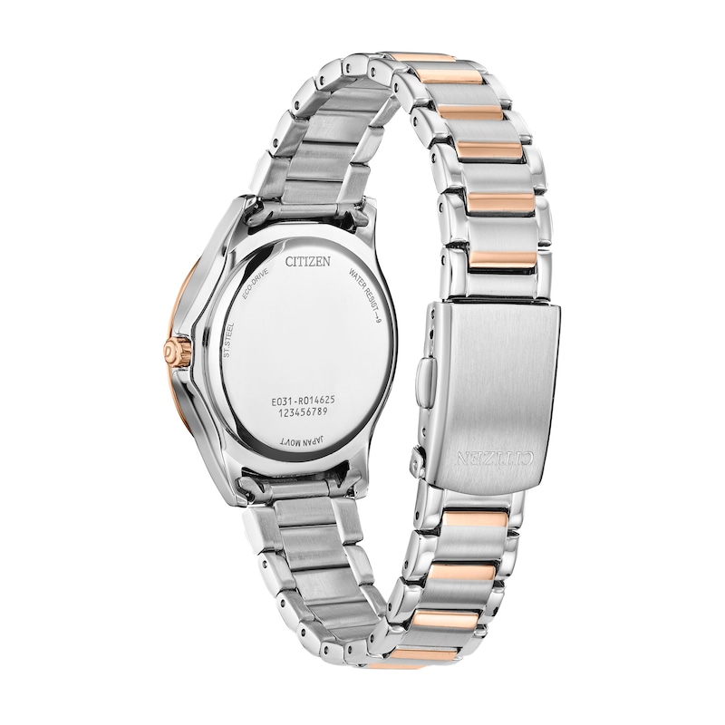 Main Image 3 of Ladies’ Citizen Eco-Drive® Dress Classic Crystal Accent Two-Tone IP Watch with Black Dial (Model: EM0946-58E)