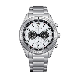 Men’s Citizen Eco-Drive® Casual Sport Chronograph Watch with White Panda Dial (Model: CA4600-89A)